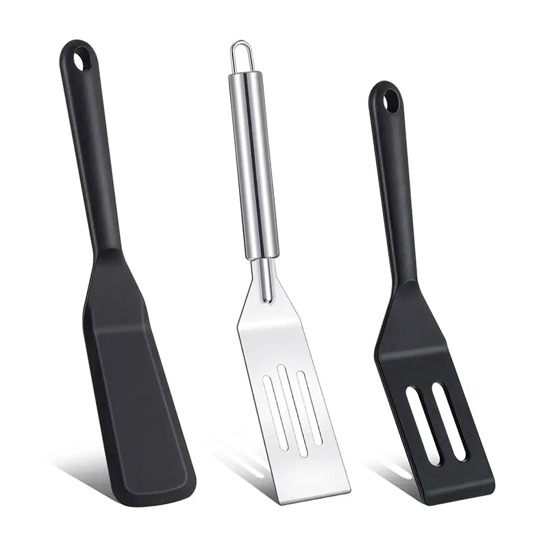 Ready to stock Nonstick Mini Brownie Stainless Steel and Silicone Pancake Serving Spatula Narrow Thin Kitchen Utensils