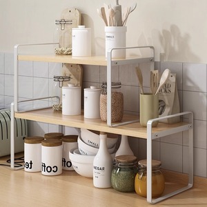 <b>Kitchen</b> Storage <b>Rack</b> 2 Tier Wooden Shelf Multi Functional Spice Organizer Countertop Organizer for <b>Kitchen</b> - Product Image 2