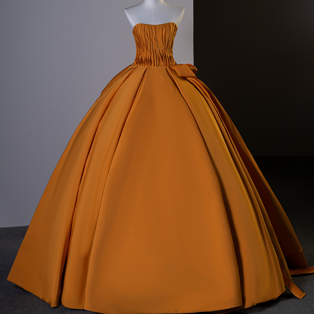 strapless open back dress Black burnt orange Quinceanera package 1 / quinceanera-decor main image 1