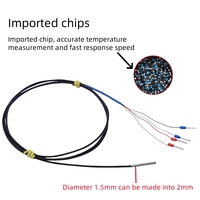 Thermocouple Pt100 ultra-fin diamètre 1.5mm minuscule capteur de température 2mm sonde à trois ou quatre fils