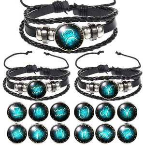 Bracelet signes du zodiaque 12 étoiles femmes hommes astrologie du zodiaque Horoscope bijoux cadeau d'anniversaire breloques de créateur pour Bracelets Diy - Product Image 1