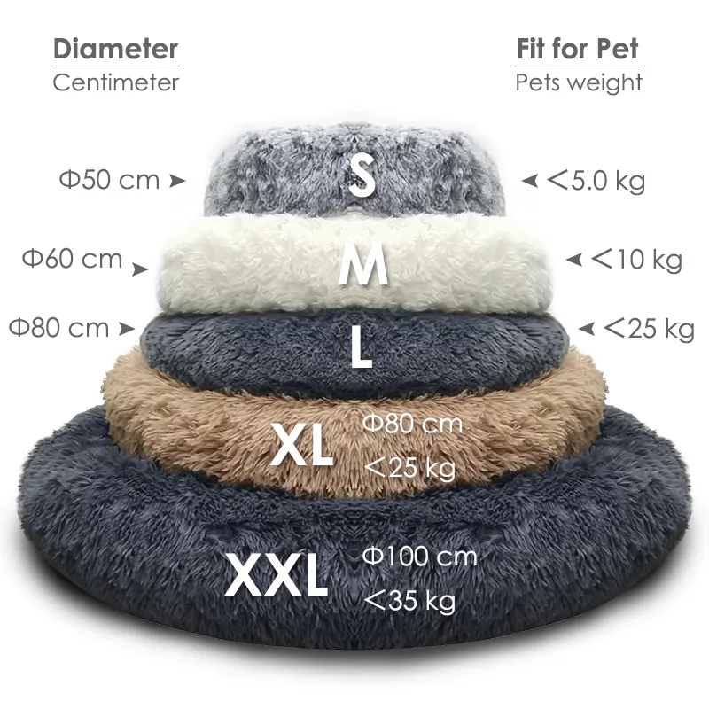 Cuccia per cani da compagnia in pelliccia sintetica confortevole lavabile Super morbida ciambella per cani di taglia grande calda rotonda personalizzata soffice peluche letto per cani