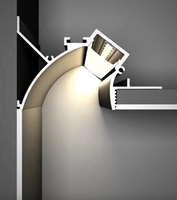 Profilé LED encastré dans le mur, nouveau design, en aluminium, dissipateur de chaleur, 6063, angle blanc noir, extrusion, canal pour bande LED, diffuseur