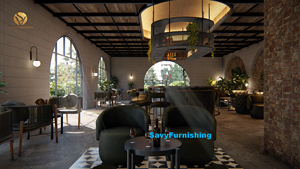 Concept d'aménagement intérieur de bar lounge rustique, ensemble de meubles de salon industriels pour une idée de design de lounge vintage et de mobilier pour speakeasy - Product Image 5