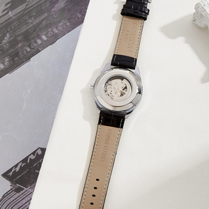 Montre-Bracelet Mécanique Automatique de Luxe Personnalisable Tourbillon Cadran Jour <span class=keywords><strong>Saphir</strong></span> Argent/ Bracelet <span class=keywords><strong>Cuir</strong></span> - Product Image 4