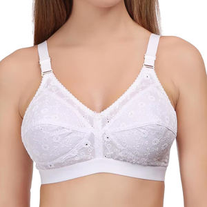 Soutien-gorge en coton sans couture pour femme avec bordure en dentelle, maintien sans armatures, tissu respirant, dos nageur, bretelles réglables - Product Image 5