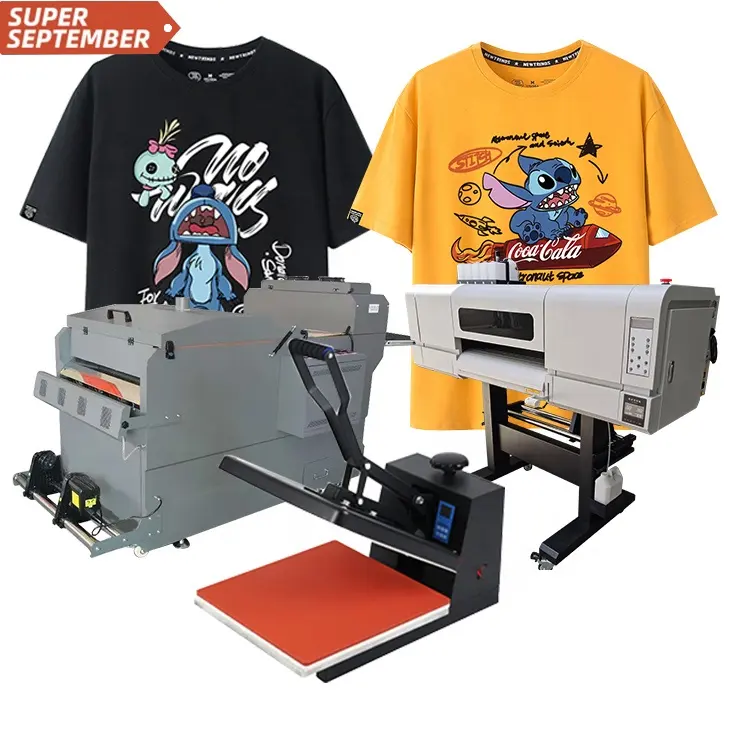 Máquina de impresión Digital textil para camisetas, máquina de impresión DTF con película de PET térmica y máquina de vibración de polvo