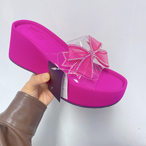 Sandales babouches compensées transparentes à talon haut et plateforme épaisse pour femme ZA - Product Image 1