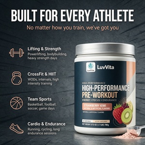 Poudre pré-entraînement haute performance LuvVita, saveur fraise kiwi, 780 g, favorise l'énergie, la concentration et l'endurance, pompe musculaire, étiquette privée OEM - Product Image 5