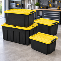 Boîte de rangement robuste empilable en plastique PP avec couvercle à clipser pour outils de garage et rangement domestique