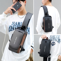 Sacs à bandoulière classiques imperméables USB pour hommes, sac de poitrine antivol de qualité supérieure à une seule épaule