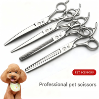 Kit de Toilettage Classique Multifonctionnel pour Animaux de Compagnie 7.0 Pouces en Acier Inoxydable – Ciseaux Droits, Courbes, Démêlants, Kit Démêloir à Poils de Poisson, Peigne et Étui