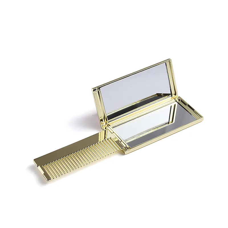 New Product Wholesales Mini Makeup Hand Held Mirror Cosmetic Zinc Alloy Pocket Mirror With Comb