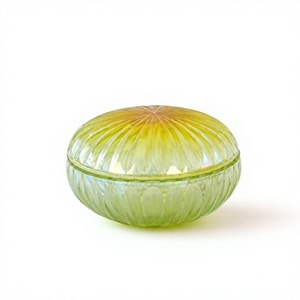 ชามแก้วทรงกลมสีเขียวพร้อมฝาปิด ทนความร้อน ตกแต่งบ้าน - Product Image 1