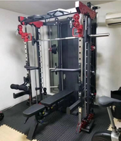 Máquina Smith Comercial Todo en Uno, Entrenador Funcional, Power Rack, Cable Crossover, Multi-Gimnasio, Gimnasio Completo, Acero de Alta Resistencia para Entrenamiento de Fuerza