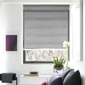 Joli design alexa panneau <span class=keywords><strong>solaire</strong></span> occultant stores zébrés en tissu occultant double stores zébrés pour fenêtre gris stores zébrés manuels - Product Image 2
