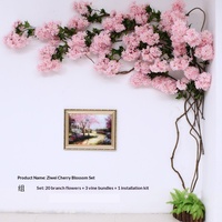 Arbre de cerisier en fleurs artificielles en soie, fleurs artificielles, décoration murale intérieure, plante grimpante pour fond de mur