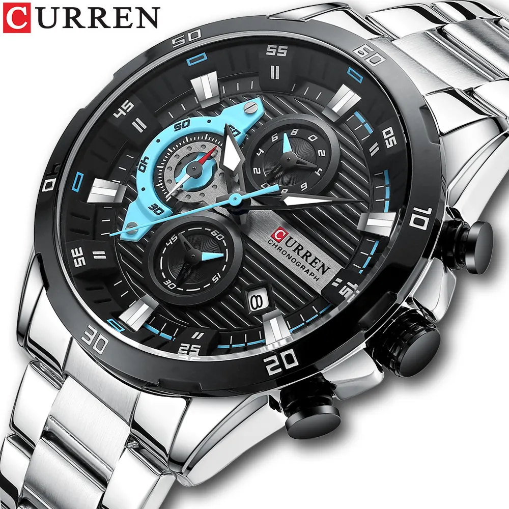 Curren8402モデルビデオRelojHombreカスタム時計工場防水腕時計卸売トップブランド時計高級メンズ時計