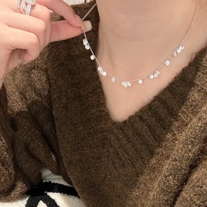 Collar de Plata de Ley S925 con Forma de Estrella, Acabado Cepillado de Alta Gama, Brillante, para Otoño e Invierno, para Usar con Suéteres en Capas, Collares Modernos - Product Image 5