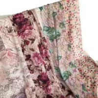 Baskılı polyester tekstil kumaşı toptan özel baskı yeni tasarım 2021 çiçek baskı şifon giysi kumaşı