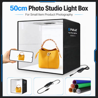 PULUZ Boîte à lumière de studio photo 50cm x 50cm x 50cm 30W avec 200 LED intégrées, 6 fonds colorés amovibles et angles de prise de vue flexibles