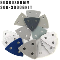 Éponges de ponçage triangulaires en mousse 80*80*80mm à 3 trous, disques de ponçage à crochets et boucles pour le polissage de voitures, bois et métaux