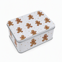 Boîte en fer blanc rectangulaire vide de 146x104x70mm avec logo personnalisé, qualité alimentaire, pour emballage cadeau de chocolats et bonbons de Noël, vente en gros