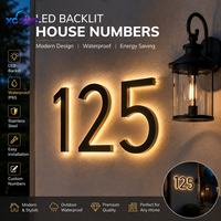 Numéros de maison rétroéclairés personnalisés en acier inoxydable, panneau d'adresse lumineux, étanche, extérieur, pour porte