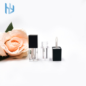 Oem/ODM PETG rỗng vuông tùy chỉnh màu sắc nhựa mỹ phẩm Lip Gloss bao bì Son môi lỏng ống với bàn chải - Product Image 1