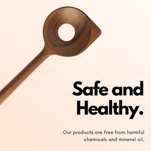 Flywod Dụng Cụ Nhà Bếp Đồ Dùng Bằng Gỗ Muỗng Bộ Keo Gỗ Nấu Ăn Đồ Dùng Đặt Bằng Gỗ Đồ Dùng Nhà Bếp Thiết Lập Với Gốm Chủ - Product Image 3