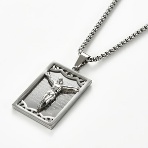 Sunling 1Pc Stainless Steel Vintage Christian Jesus <b>Dog</b> <b>Tag</b> Pendant Unisex <b>Men</b> Silver Gold Color Religious Symbolic Fine Jewelry - Product Image 5