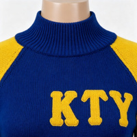 Robe pull midi moulante en maille pour femme, style universitaire, à blocs de couleur, manches longues raglan évasées, avec broderie personnalisée et logo appliqué