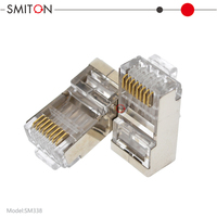 Konektor pass-bar Cat6A terlindung Rg45 Cat6a 8P8C konektor