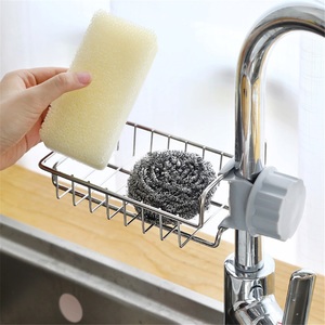 Creative Double Tier Modern Stainless Steel Towel <b>Storage</b> <b>Rack</b> for <b>Kitchen</b> Sink Faucet Drain Waterproof Non-Folding - Product Image 1