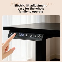 Escritorio Eléctrico Plegable de Madera Maciza con Altura Ajustable, Escritorio Negro para el Hogar, Dormitorio, Oficina, Estudio y Trabajo