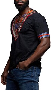 <strong>Mens</strong> <strong>African</strong> Dashiki T <strong>Shirt</strong> Tribal Floral Print V Neck Slim Fit <strong>Shirts</strong> Tops - Product Image 3