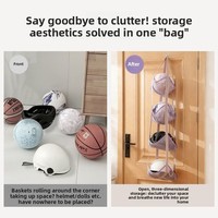 D5692 Sac de rangement suspendu pour ballons de basket pour enfants, support mural ou à accrocher derrière la porte, organisateur de ballons de football, sac en filet pour poupées et jouets