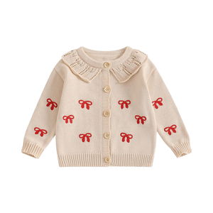 Ouvert avant bouton laine tricots manteau pour bébé filles à manches longues <span class=keywords><strong>Cardigan</strong></span> pull pour enfant en bas âge hiver automne fleurs imprimer printemps - Product Image 1