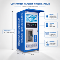Máquina Expendedora de Agua Purificada por Ósmosis Inversa de Alta Gama para Comunidades, con Sistema de Pago con Monedas/Billetes/Tarjetas de Crédito