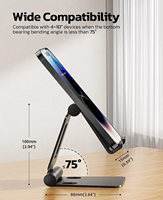 Support de bureau pliable et réglable en alliage d'aluminium pour téléphone et tablette de 4 à 10 pouces, personnalisable OEM, boîte couleur, étanche et flexible