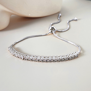 Tennis Chain Trendy Brass <b>Bracelet</b> for Women 18K Gold Plated Party <b>Adjustable</b> Size - Product Image 6