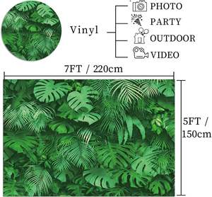 Bannière de fond <span class=keywords><strong>photo</strong></span> de jungle tropicale verte, safari, plantes, 7x5 pieds, pour fête hawaïenne luau, anniversaire, baby shower, décoration de mariage - Product Image 4