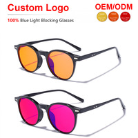 Gafas Sunray Redondas Cuadradas TR con Montura Completa, Lentes Tintadas en Rojo, Recorte en Forma de V, Borde Interior Rojo, Remaches de Doble Punto, OEM, con Bloqueo de Luz Azul