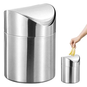 Countertop Rose Gold thép không gỉ đu Nắp bảng bàn Thùng rác bin xe mini Thùng rác có thể mini - Product Image 1