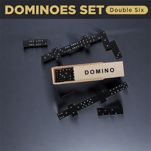 Juego de Dominó Estándar Doble Seis Negro de 28 Piezas con Caja de Madera Natural, 28 Fichas, Juego de Mesa de Dominó de Madera para Adultos y Personas Mayores - Product Image 5