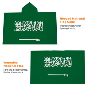 Capa con Capucha con la <span class=keywords><strong>Bandera</strong></span> de Arabia Saudita, 3x5 Pies, <span class=keywords><strong>Bandera</strong></span> <span class=keywords><strong>Verde</strong></span> Auténtica para el Día Nacional Saudita y Aficionados al Fútbol - Product Image 2