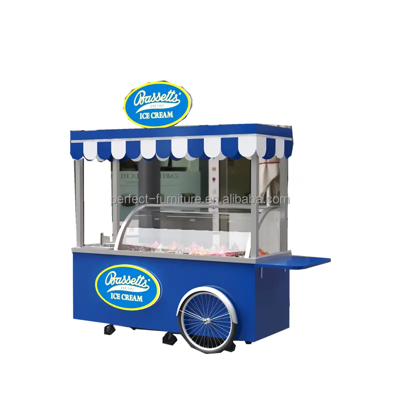 आउटडोर आइसक्रीम गाड़ी शैली मोबाइल भोजन गाड़ी खड़े हो जाओ खुदरा ट्रक