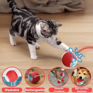 Interactive Cat <b>Ball</b> Toy Automatic Rolling <b>Ball</b> with Tail Rechargeable Smart Pet Interactive Toy Intelligent Mouse for Cat - Product Image 3