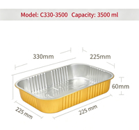 Boîte alimentaire rectangulaire jetable en aluminium scellée, résistante aux hautes températures, finition dorée brillante