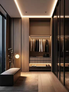 Designs modernes de dressings avec portes en verre, meubles de <span class=keywords><strong>chambre</strong></span> à coucher avec tiroirs de rangement à LED, armoires en verre - Product Image 5